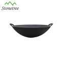 Wholesale Japanese Industrial Black Painting Cast Iron Wok Dish